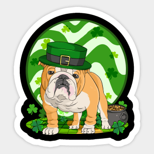 English Bulldog Dog St Patricks Day Irish Leprechaun Sticker